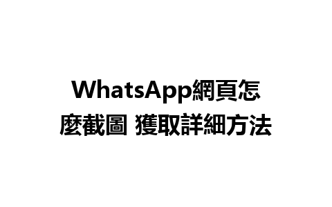 WhatsApp網頁怎麼截圖 獲取詳細方法