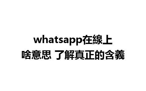 whatsapp在線上啥意思 了解真正的含義